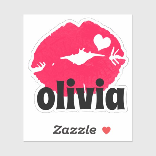 Waterverf roze lippen met hartnaam ticker sticker (Vel)