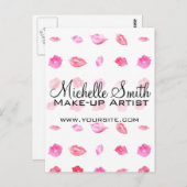Waterverf roze lippen patroon make-up briefkaart (Voorkant / Achterkant)