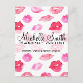 Waterverf roze lippen patroon make-up briefkaart (Voorkant)