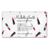 Waterverf roze lippenstift patroon make-up brandin magnetisch visitekaartje (Voorkant)