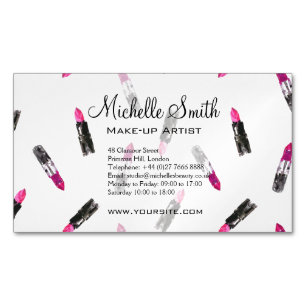 Waterverf roze lippenstift patroon make-up brandin magnetisch visitekaartje