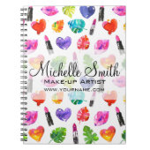 Waterverf roze lippenstiftekenfilmmake-up notitieboek (Voorkant)