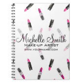 Waterverf roze lippenstiftpatroon make-up branding notitieboek (Voorkant)