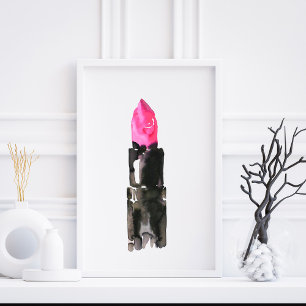 Waterverf roze lippenstokmake-up poster