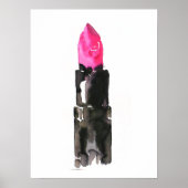 Waterverf roze lippenstokmake-up poster (Voorkant)