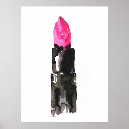 Waterverf roze lippenstokmake-up poster (Voorkant)