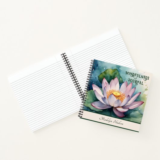Waterverf Roze Lotus Bloem Mindfulness Dagboek Notitieboek (Binnen)