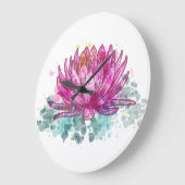 Waterverf Roze Lotus Flower Grote Klok (Hoek)