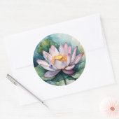 Waterverf Roze Lotus Flower Ronde Sticker (Envelop)