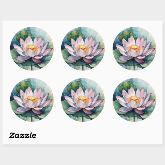 Waterverf Roze Lotus Flower Ronde Sticker (Vel)