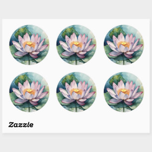Waterverf Roze Lotus Flower Ronde Sticker