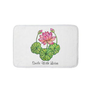 Waterverf Roze Lotus met knoppen en bladeren Badmat