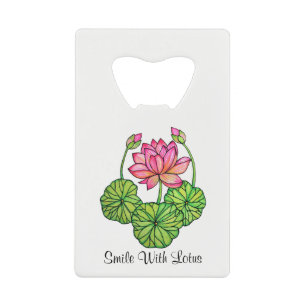 Waterverf Roze Lotus met knoppen en bladeren Creditkaart Flessenopener