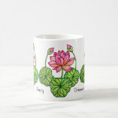 Waterverf Roze Lotus met knoppen en bladeren Koffiemok (Center)