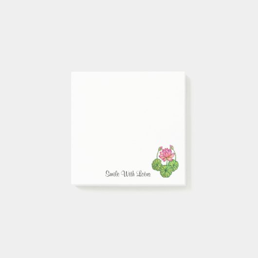 Waterverf Roze Lotus met knoppen en bladeren Post-it® Notes (Voorkant)