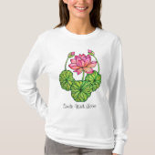 Waterverf Roze Lotus met knoppen en bladeren T-shirt (Voorkant)