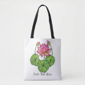 Waterverf Roze Lotus met knoppen en bladeren Tote Bag (Voorkant)