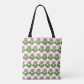 Waterverf Roze Lotus met knoppen en bladeren Tote Bag (Achterkant)