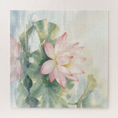 Waterverf Roze Lotus Sereniteit Legpuzzel (Horizontaal)