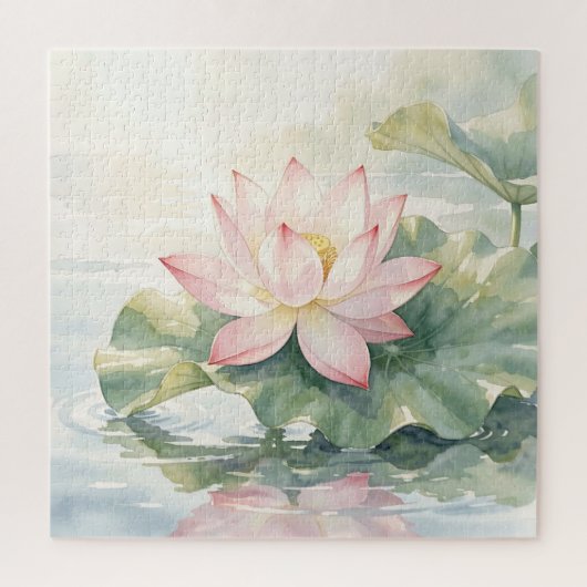 Waterverf Roze Lotus Sereniteit Legpuzzel (Verticaal)