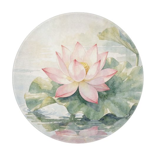 Waterverf Roze Lotus Sereniteit Snijplank (Voorkant)