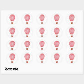 Waterverf roze luchtballon. Schattigee kinder reis Ronde Sticker (Vel)