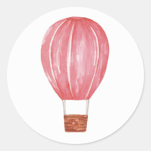 Waterverf roze luchtballon. Schattigee kinder reis Ronde Sticker