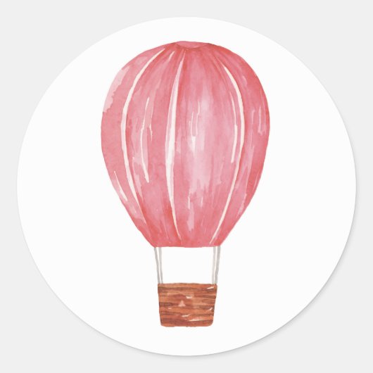 Waterverf roze luchtballon. Schattigee kinder reis Ronde Sticker (Voorkant)