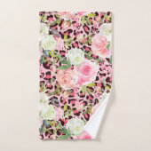 Waterverf roze luipaard bad handdoek (Handdoek)