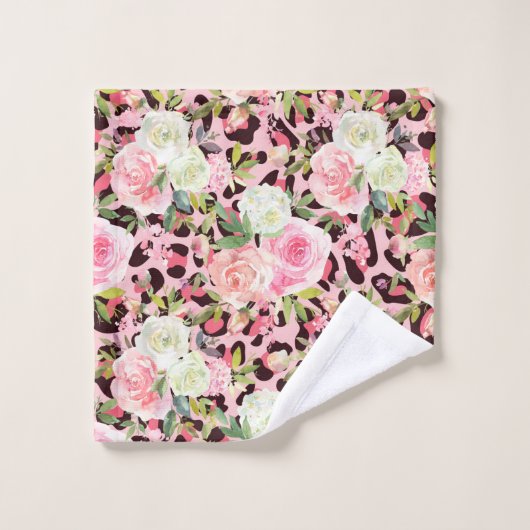 Waterverf roze luipaard bad handdoek (Wasdoekje)