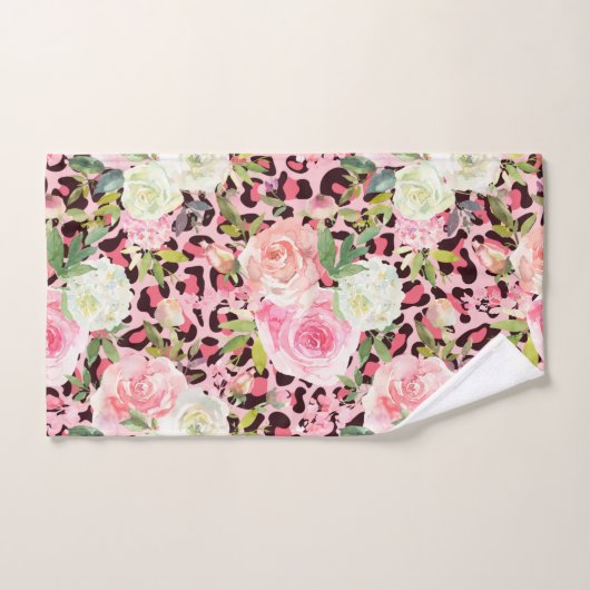 Waterverf roze luipaard bad handdoek (Handdoek)