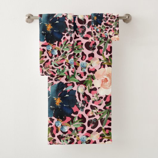 Waterverf roze luipaard bad handdoek (Insitu)