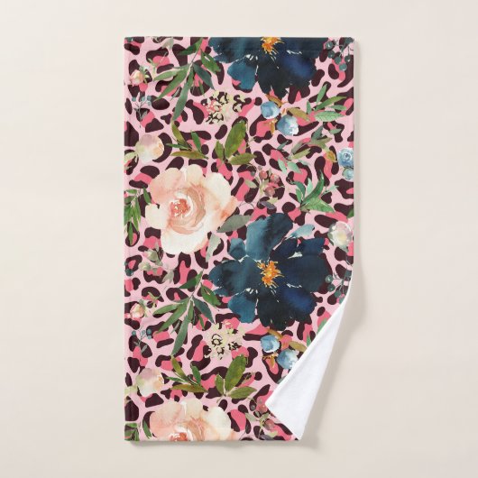 Waterverf roze luipaard bad handdoek (Handdoek)