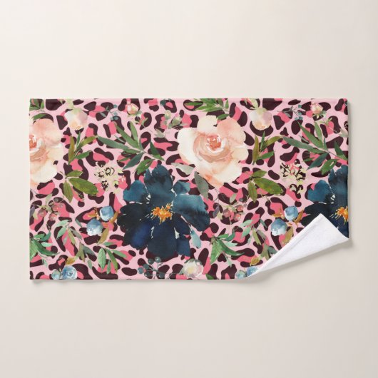 Waterverf roze luipaard bad handdoek (Handdoek)