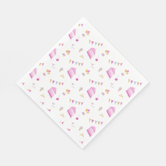 Waterverf Roze maagdarm-afbraakproducten en rok Servet (Hoek)