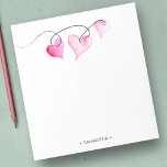 Waterverf Roze maakt gepersonaliseerde artikelen Notitieblok<br><div class="desc">Stap in een wereld van charme en personalisatie met onze schattige Valentijnse briefpapier. Versierd met sierlijke waterverf roze harten, elk stuk kan prachtig worden aangepast met jouw naam of monogram, waardoor het een perfecte aanvulling is op verjaardagsfeestjes, baby showers of vrijgezellenfeesten van februari. Deze gepersonaliseerde gunsten zullen zeker een vleugje...</div>