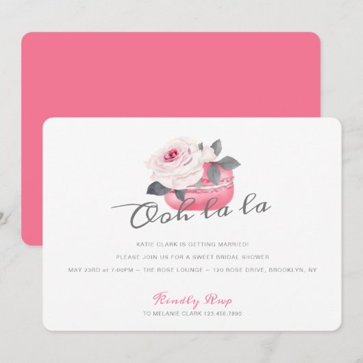 Waterverf Roze Macaron Vrijgezellenfeest Kaart (Voorkant / Achterkant)