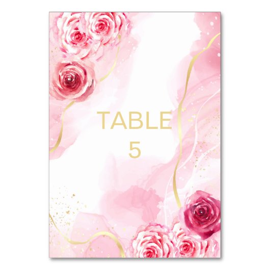 Waterverf Roze Magenta Roos Aantal Kaart (Voorkant)