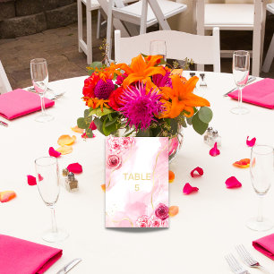 Waterverf Roze Magenta Roos Aantal Kaart