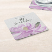 Waterverf Roze Magnolia 50ste verjaardag Kartonnen Onderzetters (Schuin)