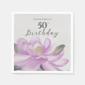 Waterverf Roze Magnolia 50ste verjaardag Servet (Voorkant)