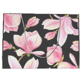 Waterverf Roze Magnolia Black Pattern Groot Cadeauzakje (Achterkant)