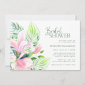 Waterverf Roze Magnolia Bloed Vrijgezellenfeest Kaart (Voorkant)