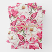 Waterverf roze Magnolia bloemenpatroon Inpakpapier Vel (In situ)
