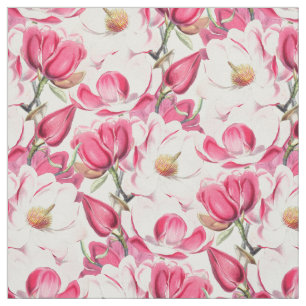 Waterverf roze Magnolia bloemenpatroon Stof