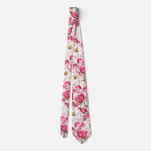 Waterverf roze Magnolia bloemenpatroon Stropdas (Achterkant)