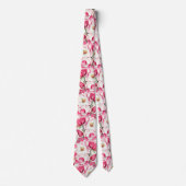 Waterverf roze Magnolia bloemenpatroon Stropdas (Voorkant)