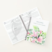 Waterverf Roze Magnolia Flower Custom Name Recipe Notitieboek (Binnen)