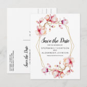 Waterverf Roze Magnolia Flowers Aankondigingskaart (Voorkant / Achterkant)