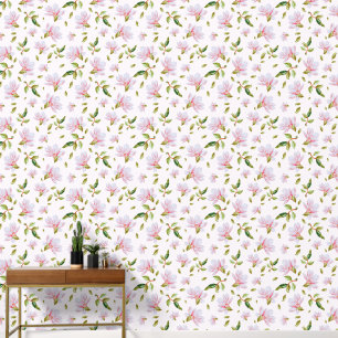 Waterverf Roze Magnolia Flowers Behang